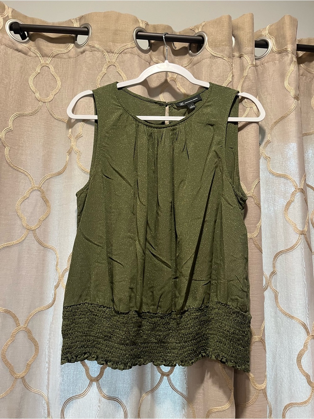 INC International Concepts Olive Metallic-Thread Sleeveless Tank